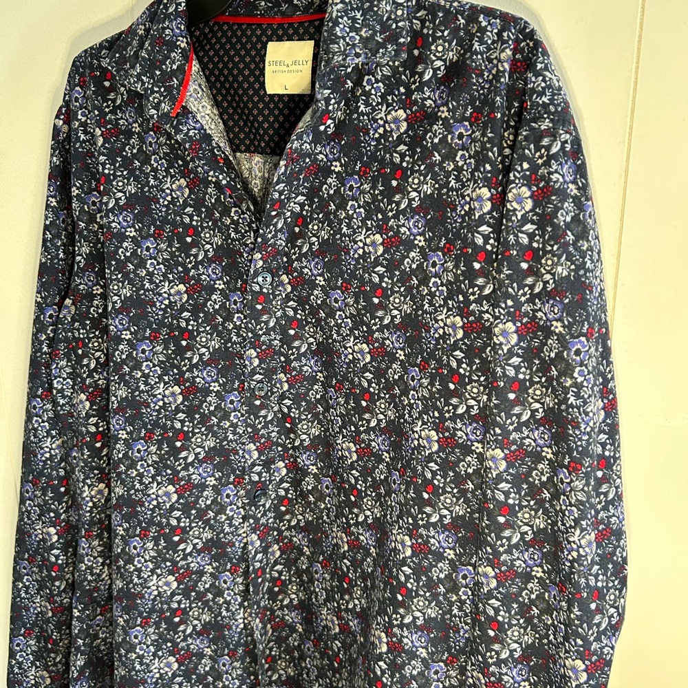 Strellson Casual Button Down Shirt in Blue and Red